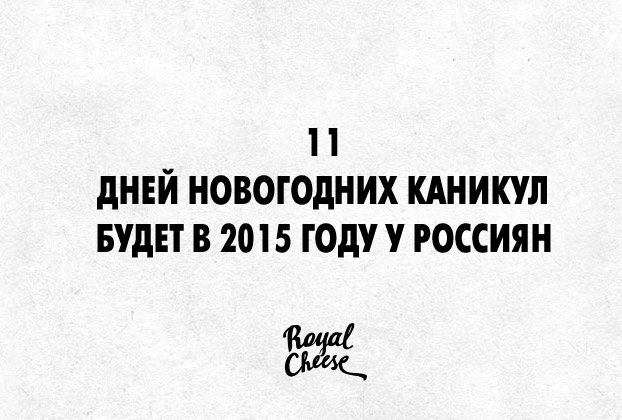 11 ДНЕЙ НОВОГОДНИХ КАНИКУЛ БУДЕТ В 2015 ГОДУ У РОССИЯН